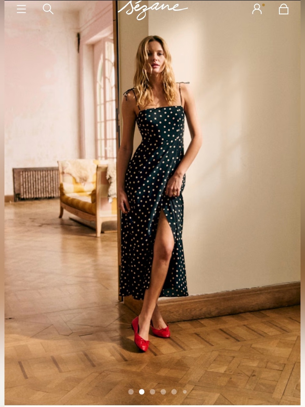 Sezane NWT SZ 6 Melanie Black Midi Dress with White Polka Dots -S -Stunning 🇫🇷!! - Picture 1 of 10